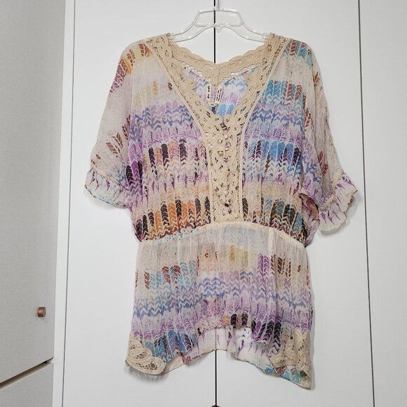 Free People Bohemian Blouse/Top Size M - Picture 1 of 8